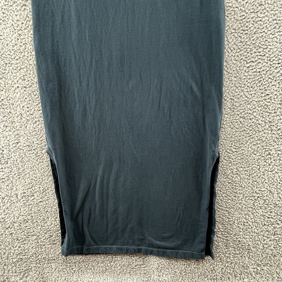 American Giant Dress Women Small Green Cotton Casual T Shirt Side Slit Long Midi - Picture 3 of 11